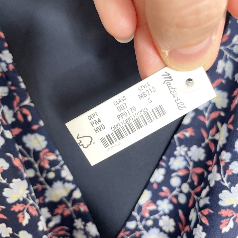 Madewell Navy Floral Tie-Waist Midi Dress Harvest - Picture 10 of 10